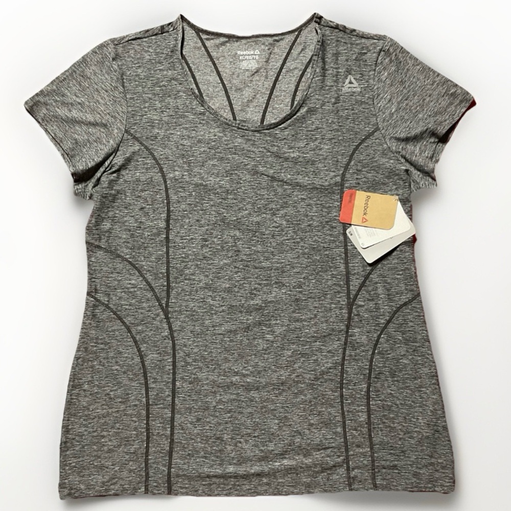 Reebok Black Heather Women’s XL Short Sleeve Moisture-Wicking Slim Fit Top - NWT